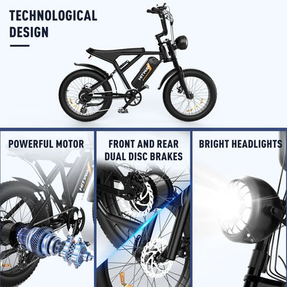 Hitway 750W Full Suspension Retro Ebike