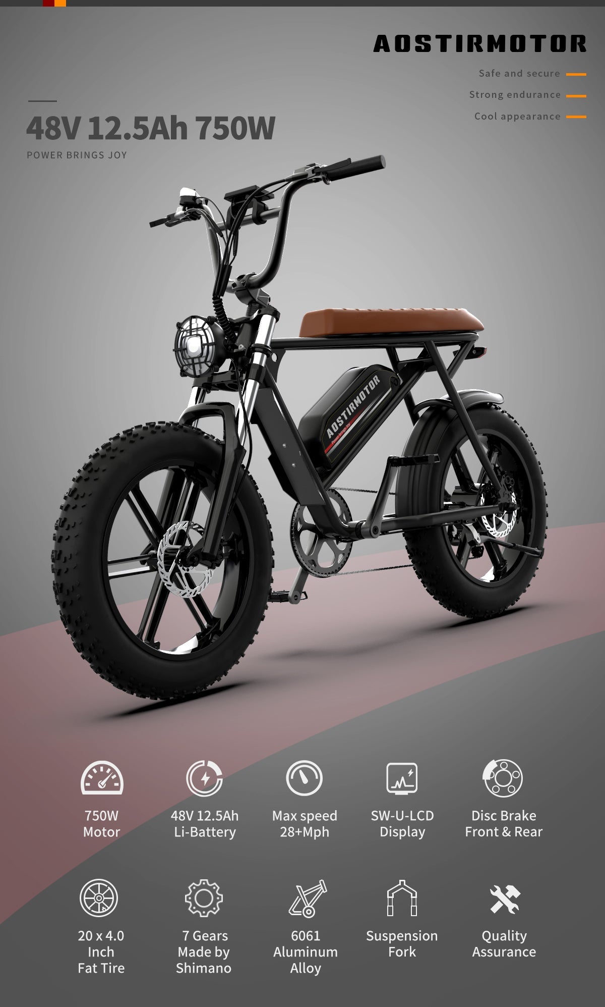 Aostirmotor Storm Fat Tire Retro Ebike